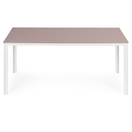 Stół ogrodowy 6-osobowy 156x78 cm polywood meble na taras beżowe białe MultiGarden