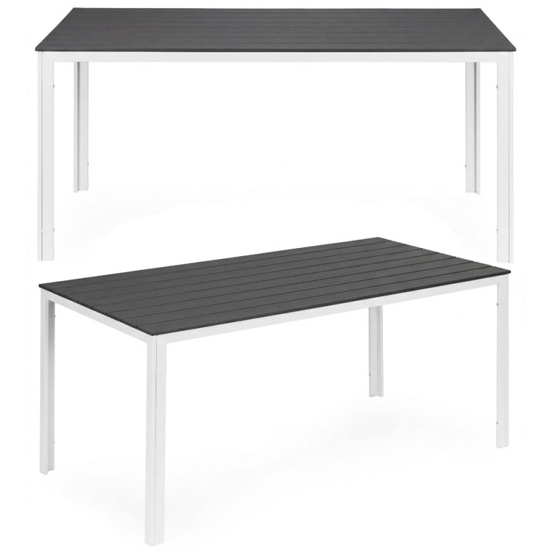 Stół ogrodowy 6-osobowy 156x78 cm polywood meble na taras szare białe MultiGarden