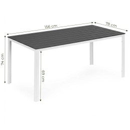 Stół ogrodowy 6-osobowy 156x78 cm polywood meble na taras szare białe MultiGarden
