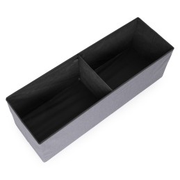 Pufa pikowana 111x38 cm ze schowkiem tapicerowana ława skrzynia jasnoszara ModernHome