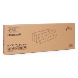 Pufa pikowana 111x38 cm ze schowkiem tapicerowana ława skrzynia jasnoszara ModernHome