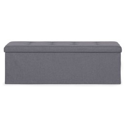 Pufa pikowana 111x38 cm ze schowkiem tapicerowana ława skrzynia ciemnoszara ModernHome