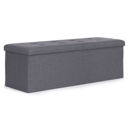 Pufa pikowana 111x38 cm ze schowkiem tapicerowana ława skrzynia ciemnoszara ModernHome