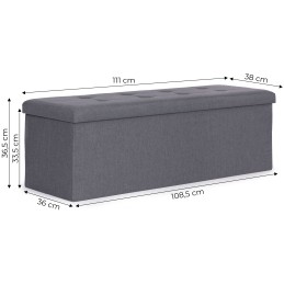 Pufa pikowana 111x38 cm ze schowkiem tapicerowana ława skrzynia ciemnoszara ModernHome