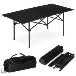 Stolik turystyczny składany 120x55 cm kempingowy z torbą czarny MultiGarden