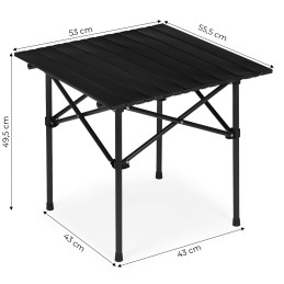 Stolik turystyczny składany 53x55 cm kempingowy z torbą czarny MultiGarden