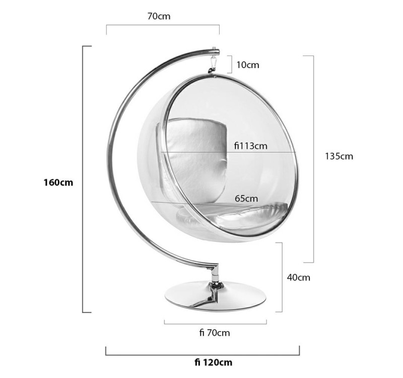 Fotel BUBBLE STAND poduszka żółta - podstawa chrom, korpus akryl, poduszka wełna