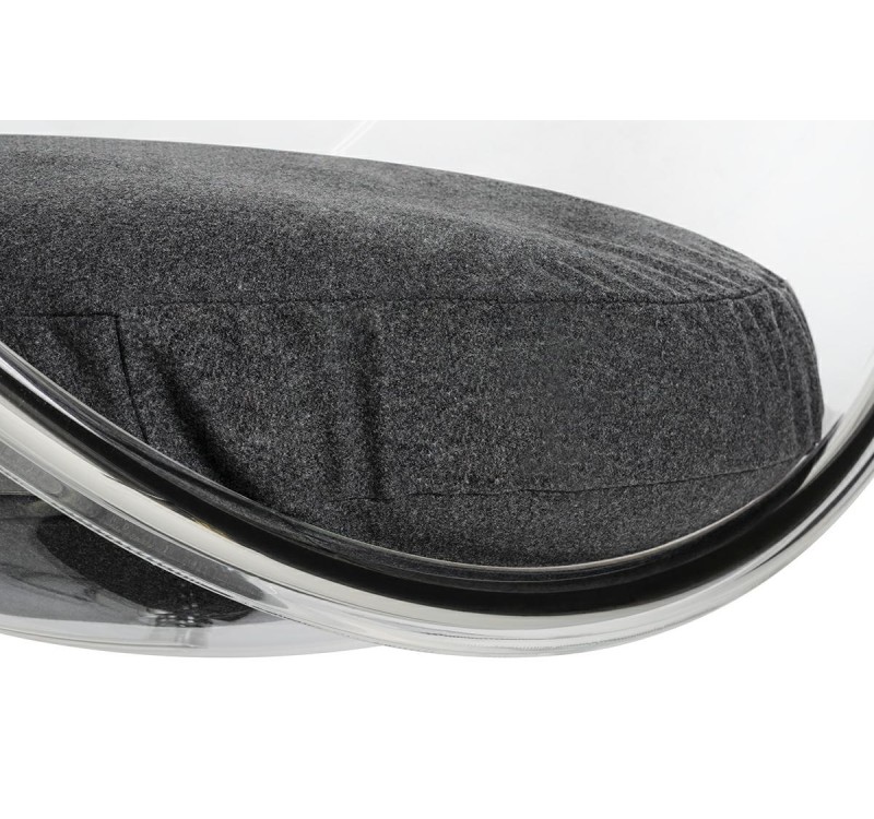Fotel BUBBLE STAND poduszka szara - podstawa chrom, korpus akryl, poduszka wełna