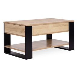 Stolik kawowy rozkładany blat podnoszony 90 cm schowek półka dąb sonoma ModernHome