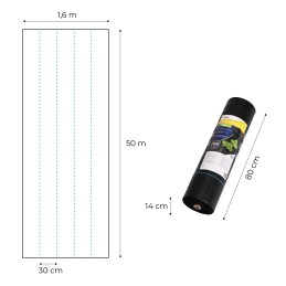 Agrowłóknina czarna agrotkanina UV 90g mata antychwastowa 1,6x50m kołki MulltiGarden