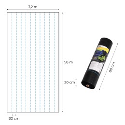 Agrowłóknina czarna agrotkanina UV 135g mata antychwastowa 3,2x50m kołki MulltiGarden