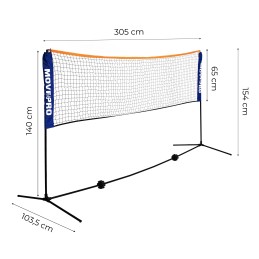 Uniwersalna siatka 305x140 cm 3w1 regulowana do badmintona siatkówki tenisa torba MOVEPRO