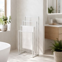 Stojak na ręczniki wieszak wolnostojący metalowy 4 ramiona biały ModernHome