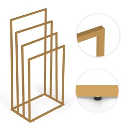 Stojak na ręczniki wieszak wolnostojący metalowy 4 ramiona złoty ModernHome