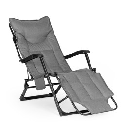 Leżak ogrodowy 2w1 rozkładany 3-stopniowa regulacja podnóżka szary MultiGarden