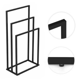 Stojak na ręczniki wieszak wolnostojący metalowy 3 ramiona czarny ModernHome