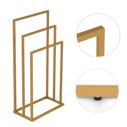 Stojak na ręczniki wieszak wolnostojący metalowy 3 ramiona złoty ModernHome
