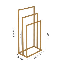 Stojak na ręczniki wieszak wolnostojący metalowy 3 ramiona złoty ModernHome