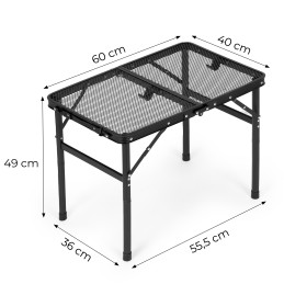 Stolik turystyczny 60x40 cm kempingowy składany w walizkę czarny MultiGarden