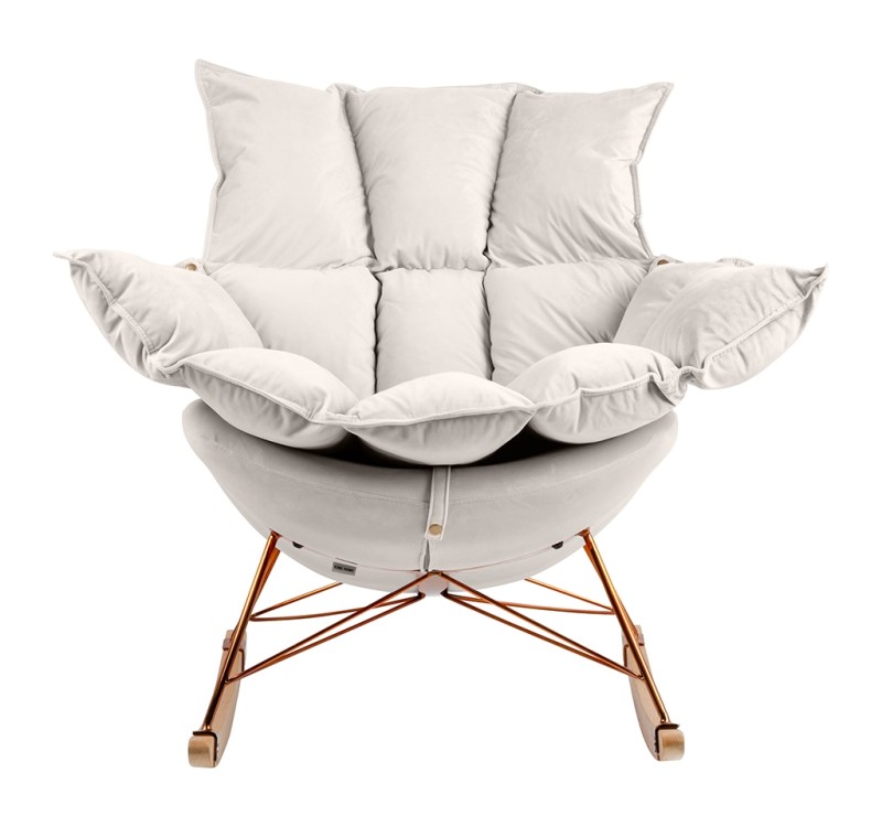 Fotel bujany SWING VELVET beżowy