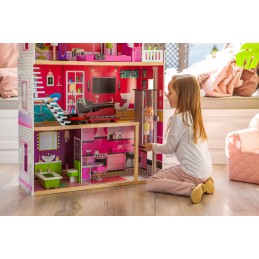 Duży drewniany domek z windą dla lalek - Rezydencja Malibu ECOTOYS