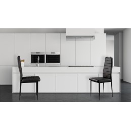 Zestaw krzeseł do jadalni salonu z ekoskóry 4 sztuki wysokie oparcie czarne ModernHome