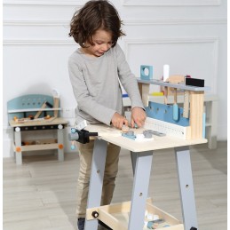 Stół narzędziowy drewniany warsztat 32 elementy zabawki ECOTOYS