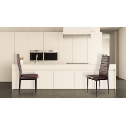 Zestaw krzeseł do jadalni salonu z ekoskóry 4 sztuki wysokie oparcie brązowe ModernHome