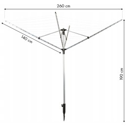Suszarka ogrodowa na pranie 60 m powierzchni suszenia świder do montażu + pokrowiec gratis MultiGarden