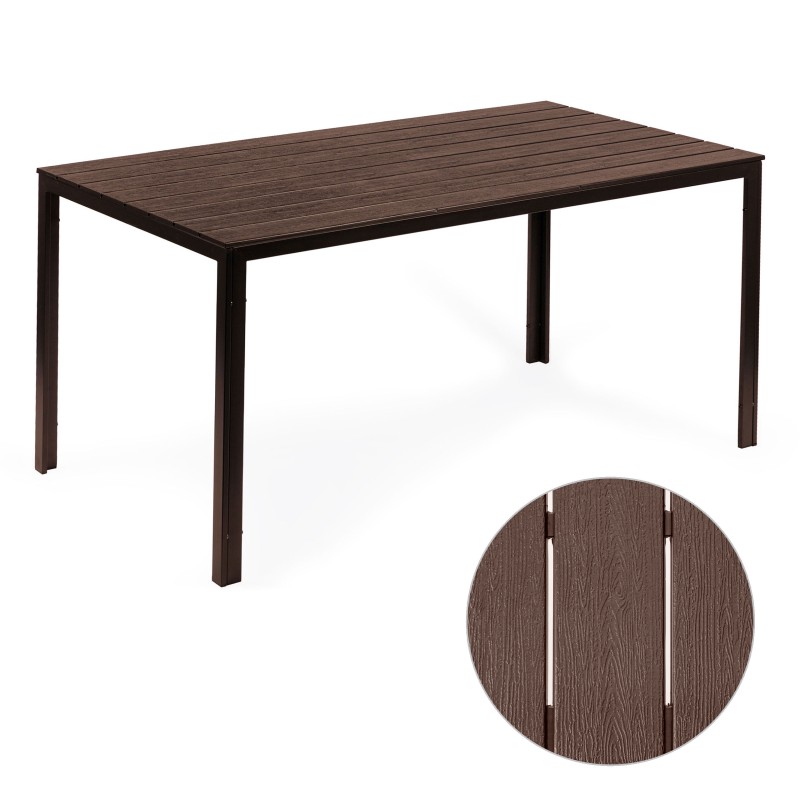 Stół ogrodowy 6-osobowy 156x78 cm polywood meble na taras brązowy MultiGarden