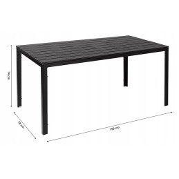 Stół ogrodowy 6-osobowy 156x78 cm polywood meble na taras czarny MultiGarden