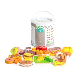 Drewniane jedzenie do krojenia 23 sztuki ECOTOYS