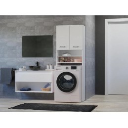 Szafka na pralkę łazienkowa biała szafka z półkami 183 cm ModernHome