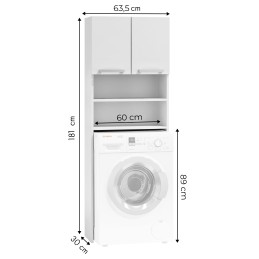 Szafka na pralkę łazienkowa biała szafka z półkami 183 cm ModernHome