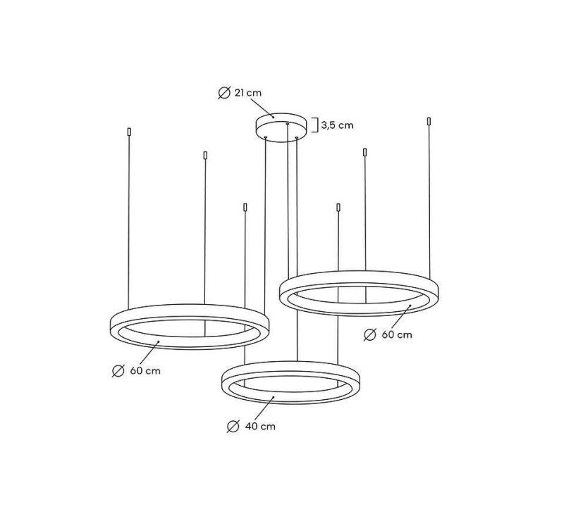 MOOSEE lampa wisząca RING 40 + 60 + 60    złota na jednej podsufitce
