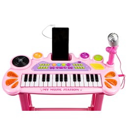 Keyboard organki pianinko z mikrofonem mp3 różowe
