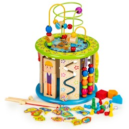 Drewniana kostka edukacyjna z grami i klockami łowienie rybek ECOTOYS