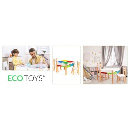 Drewniane meble dla dzieci zestaw stół + 2 krzesła ECOTOYS