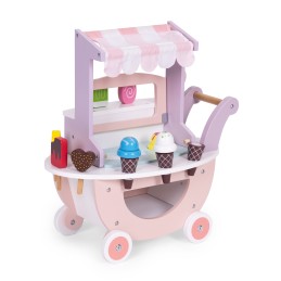 Drewniany wózek lodziarnia dla dzieci sklep 12 elementów ECOTOYS