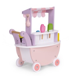 Drewniany wózek lodziarnia dla dzieci sklep 12 elementów ECOTOYS