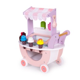 Drewniany wózek lodziarnia dla dzieci sklep 12 elementów ECOTOYS