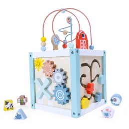Drewniana kostka edukacyjna sorter +klocki ECOTOYS