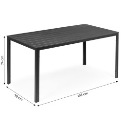 Stół ogrodowy 6-osobowy 156x78 cm polywood meble na taras szary