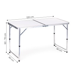 Stolik turystyczny stół składany kemping biały blat 120x60 cm MultiGarden