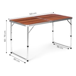 Stolik turystyczny stół składany kemping brązowy blat 120x60 cm MultiGarden