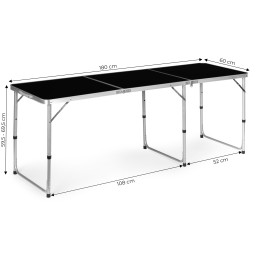 Stolik turystyczny stół składany kemping czarny blat 180x60 cm MultiGarden