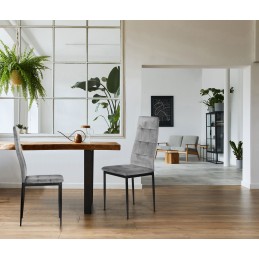 Komplet 4 krzeseł krzesło welurowe do jadalni i salonu 4 sztuki szare ModernHome