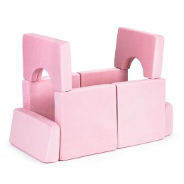 Sofa składana modułowa dla dzieci duża 2-osobowa DIY 10 miękkich poduch - różowa ECOTOYS