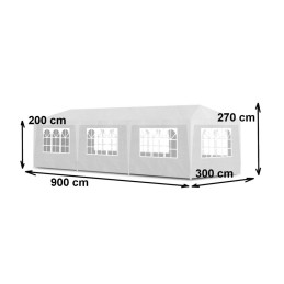 Namiot pawilon ogrodowy handlowy 3x9 m 8 ścianek biały MultiGarden