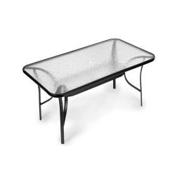 Stół ogrodowy 160x90 cm szkło hartowane duży blat na taras ogród otwór na parasol MultiGarden